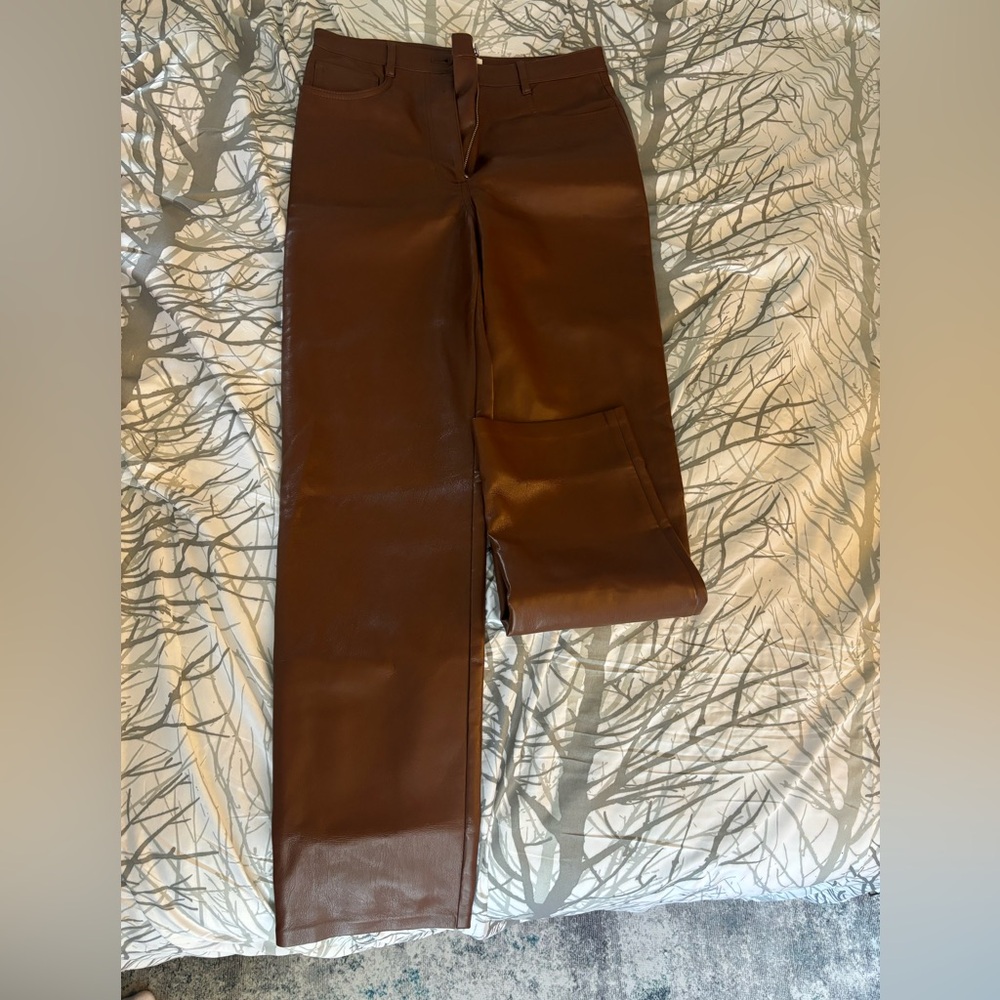Wilfred Chestnut Faux Leather Trousers